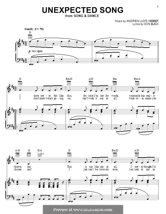 Unexpected Song (Song and Dance) by A.L. ber sheet music on MusicaNeo