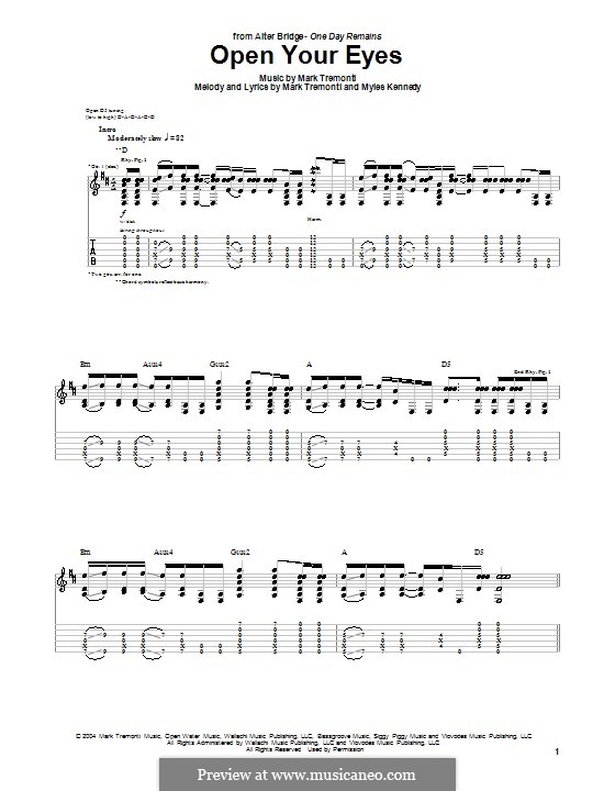 Open Your Eyes (Alter Bridge): For guitar with tab by Mark Tremonti 