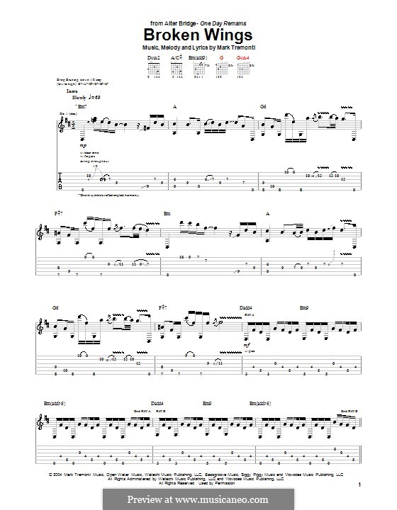 Broken Wings (Alter Bridge): For guitar with tab by Mark Tremonti