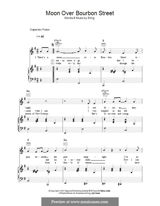 Moon Over Bourbon Street by Sting sheet music on MusicaNeo Moon Over Bourbon Street by Sting sheet music on MusicaNeo