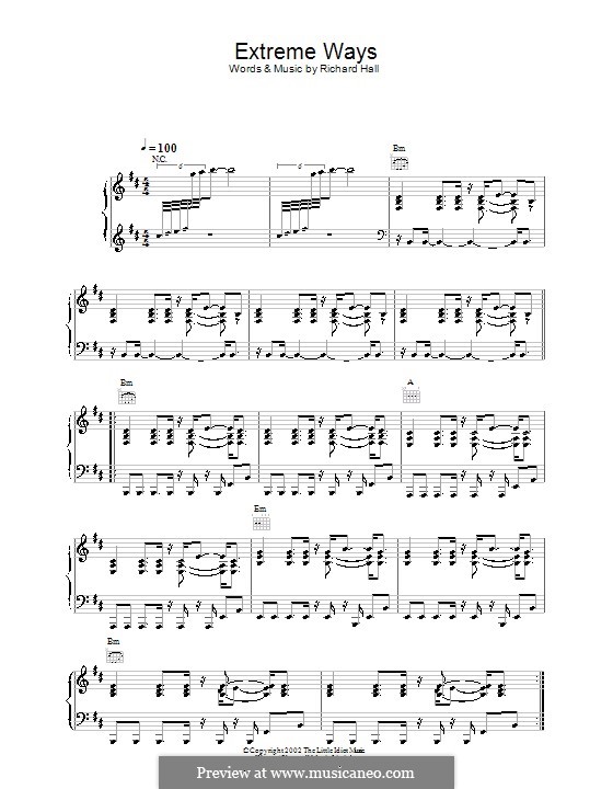 Extreme Ways (Moby) by R. Hall - sheet music on MusicaNeo