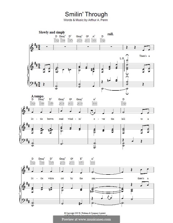 Smilin' Through: For voice and piano (or guitar) by Arthur A. Penn