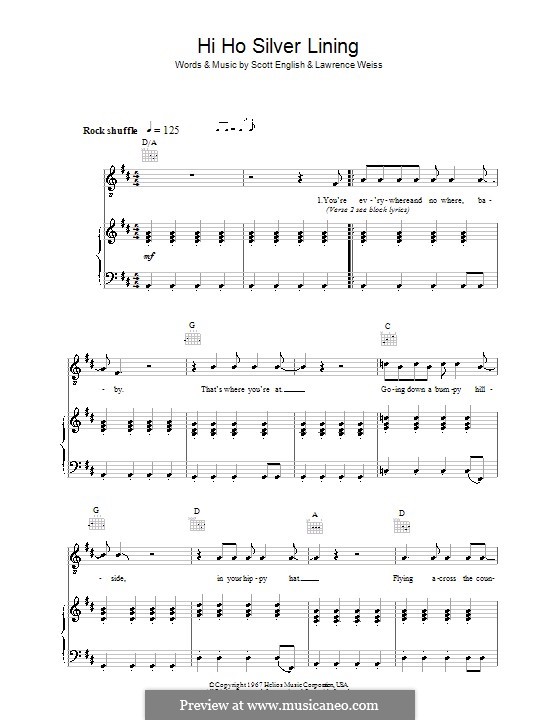 Hi Ho Silver Lining (Jeff Beck) by L. Weiss, S. English on MusicaNeo