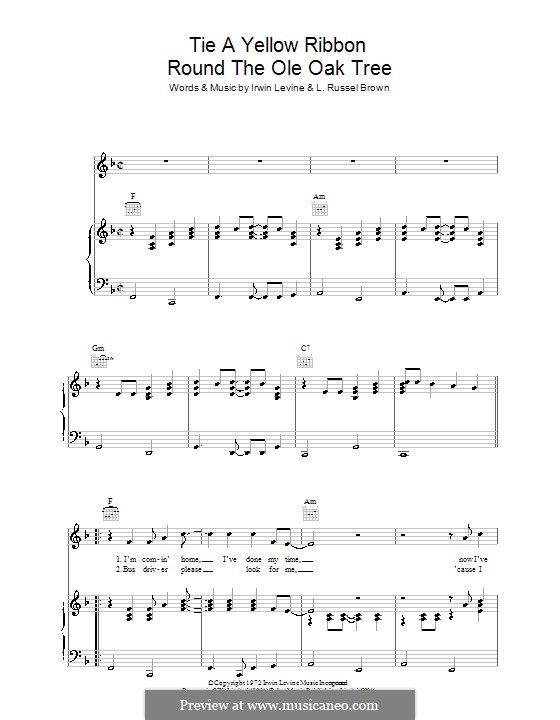 Tie a Yellow Ribbon Round the Ole Oak Tree (Tony Orlando) by I. Levine