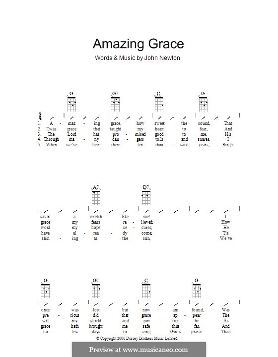 Amazing Grace (Printable Scores) by folklore sheet music on MusicaNeo