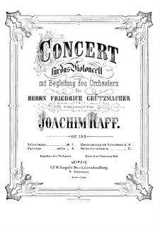 Concerto for Cello and Orchestra No.1, Op.193: Version for cello and piano by Joseph Joachim Raff