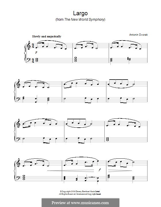 Largo: For easy piano by Antonín Dvořák