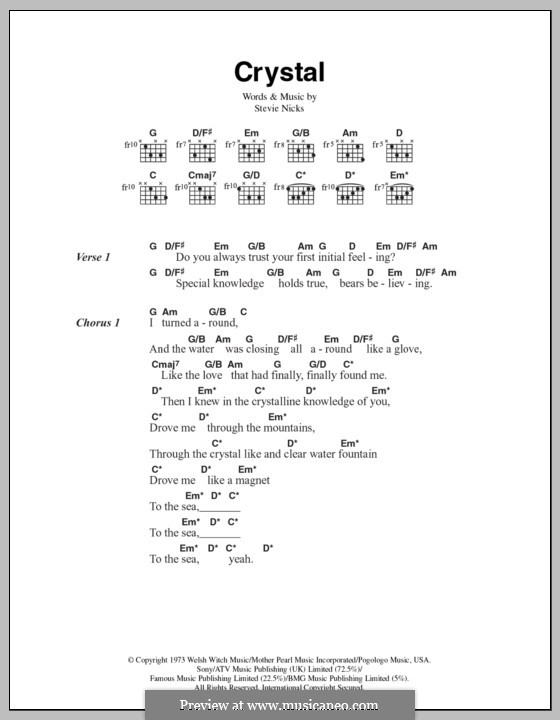 Crystal (Fleetwood Mac) by S. Nicks - sheet music on MusicaNeo
