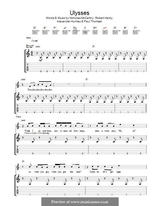 Ulysses (Franz Ferdinand): For guitar with tab by Alexander Huntley, Nicholas McCarthy, Paul Thomson, Robert Hardy