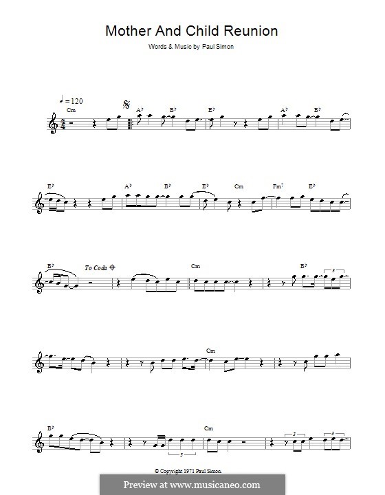 Mother and Child Reunion by P. Simon sheet music on MusicaNeo