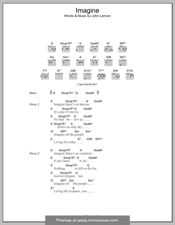 Imagine by J. Lennon sheet music on MusicaNeo