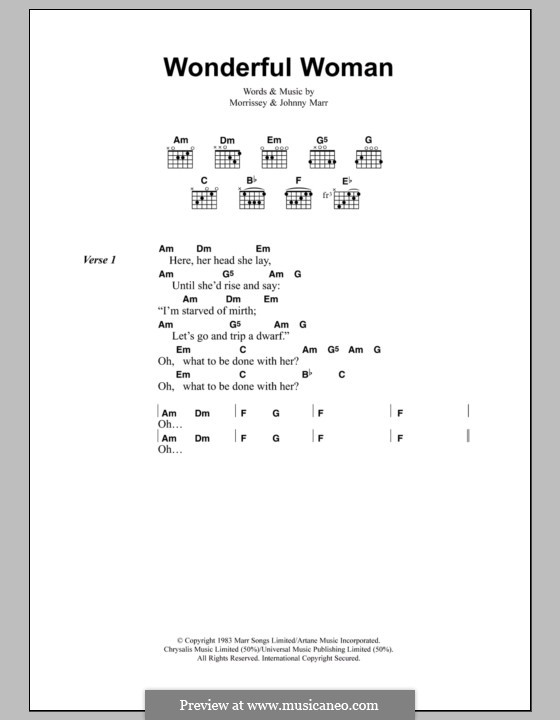 Wonderful Woman (The Smiths): Lyrics and chords by Morrissey, Johnny Marr