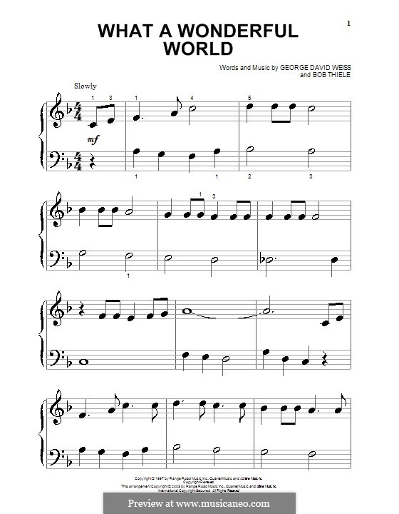 What a Wonderful World, for Piano by B. Thiele, G.D. Weiss on MusicaNeo