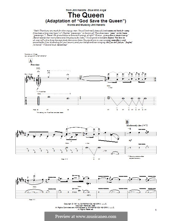 The Queen (Adaptation of 'God Save the Queen'): For guitar with tab by Jimi Hendrix