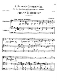 Lilla to the Dawn, D.273: Lilla to the Dawn by Franz Schubert