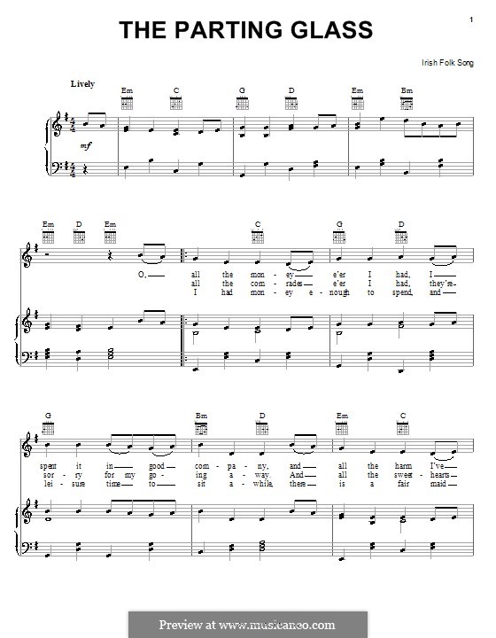 The Parting Glass by folklore sheet music on MusicaNeo