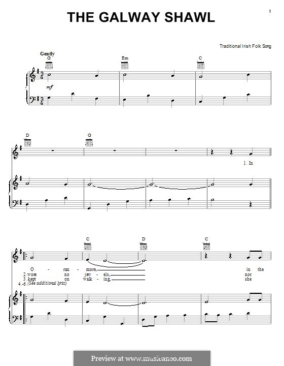 The Galway Shawl: For voice and piano (or guitar) by folklore