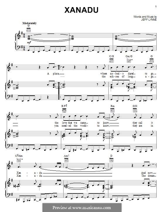 Xanadu by J. Lynne sheet music on MusicaNeo