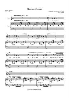 Chanson d'amour for voice & piano, Op.27 No.1
