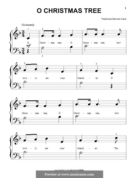 O Christmas Tree, for Piano by folklore - sheet music on MusicaNeo