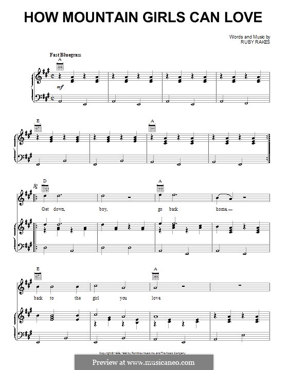 How Mountain Girls Can Love By R Rakes Sheet Music On