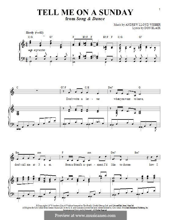 Tell Me on a Sunday (Song and Dance) by A.L. Webber on MusicaNeo Tell Me on a Sunday (Song and Dance) by A.L. Webber on MusicaNeo