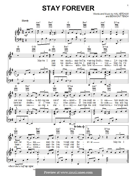 Stay Forever By B Tench Sheet Music On Musicaneo