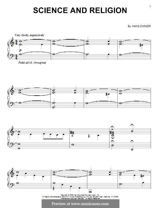 Science and Religion: For piano by Hans Zimmer
