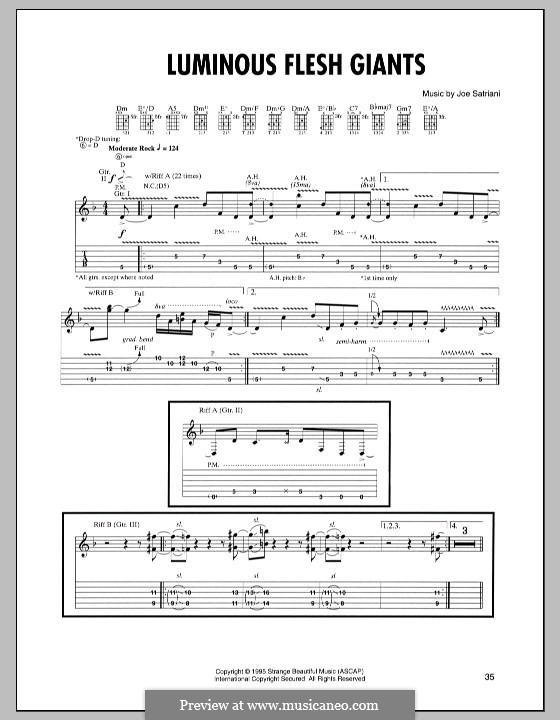 Luminous Flesh Giants: For guitar with tab by Joe Satriani