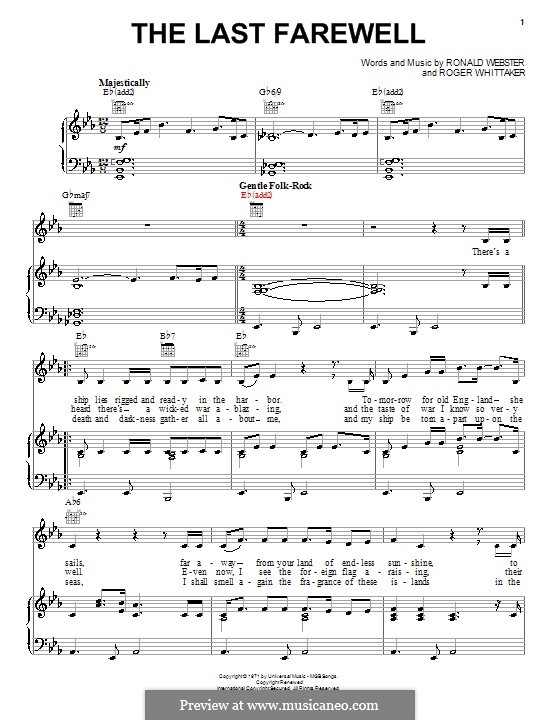 The Last Farewell by R. Webster - sheet music on MusicaNeo
