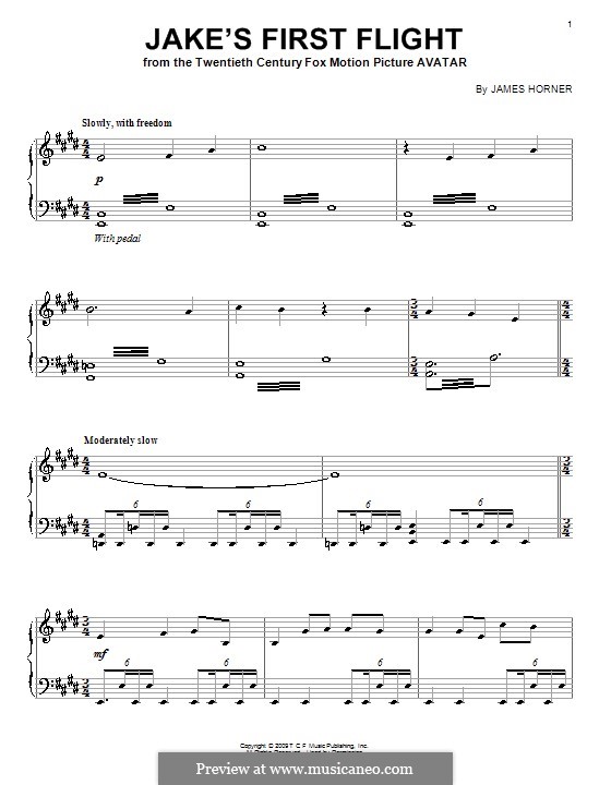 Jake's First Flight: For piano by James Horner