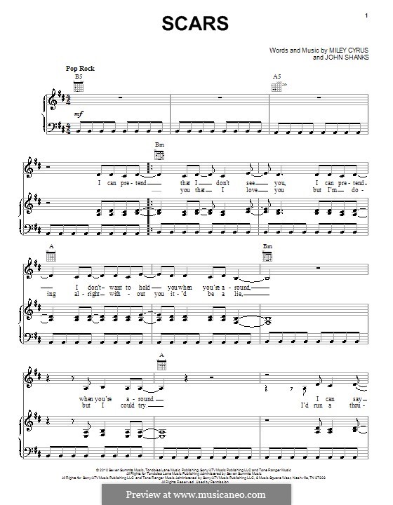 miley cyrus piano sheet music