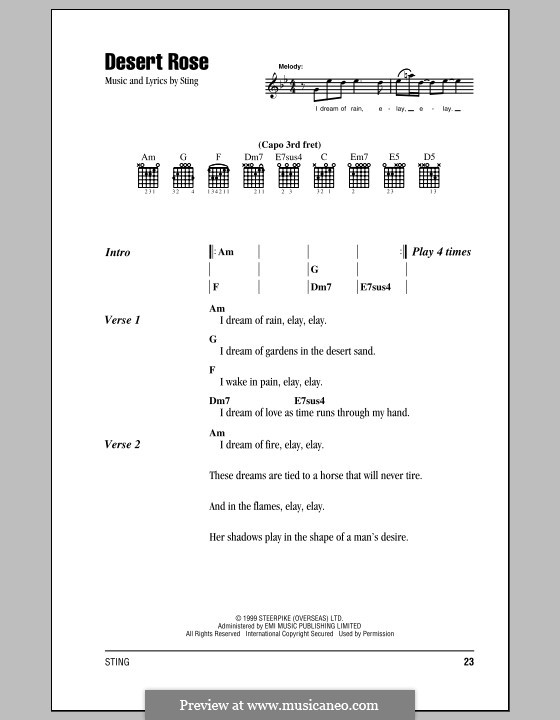 Desert Rose by Sting sheet music on MusicaNeo Desert Rose by Sting sheet music on MusicaNeo