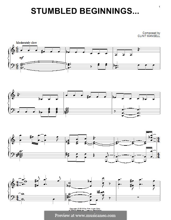 Stumbled Beginnings...: For piano by Clint Mansell