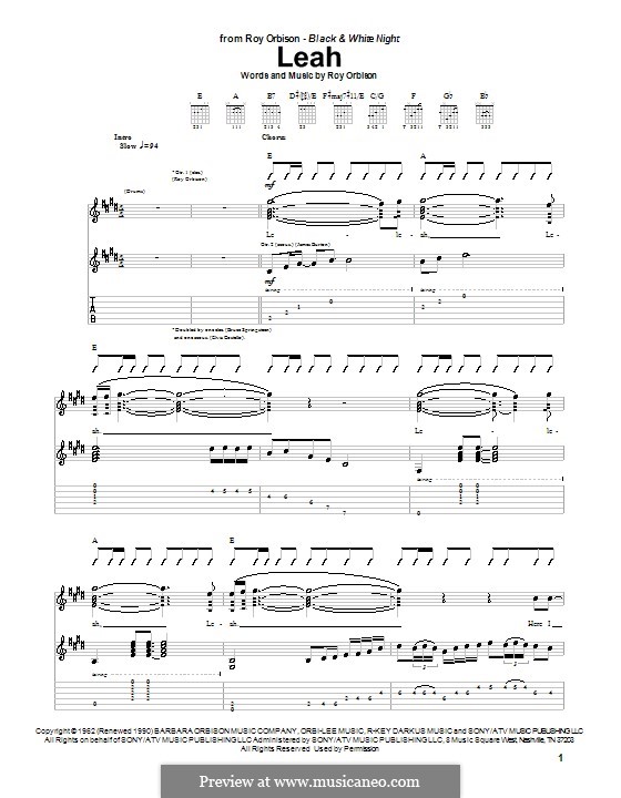 Leah by R. Orbison - sheet music on MusicaNeo