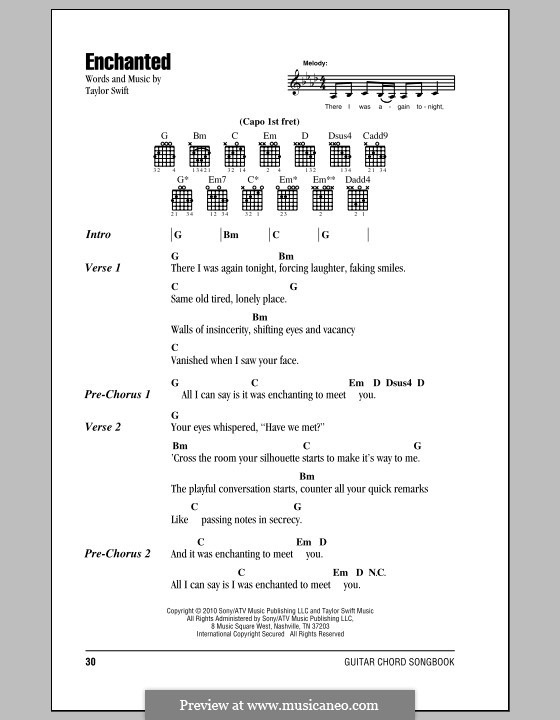 lyrics of enchanted by taylor swift with chords enchanted by t swift sheet music on musicaneo lyrics of enchanted by taylor swift with chords enchanted by t swift sheet music on musicaneo