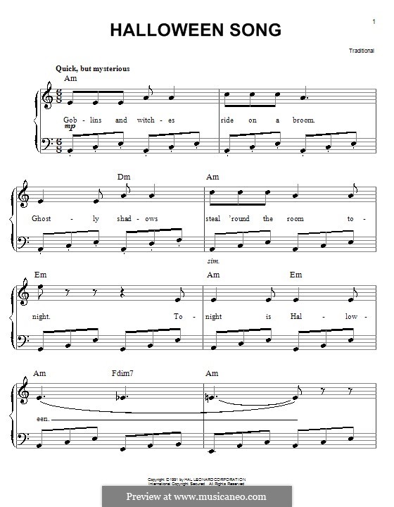 Halloween Song by folklore sheet music on MusicaNeo