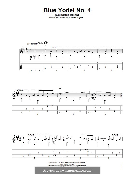 Blue Yodel No 4 California Blues By J Rodgers Sheet