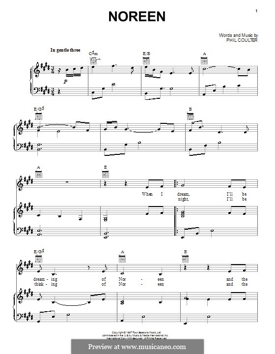 Noreen (Celtic Thunder): For voice and piano (or guitar) by Phil Coulter