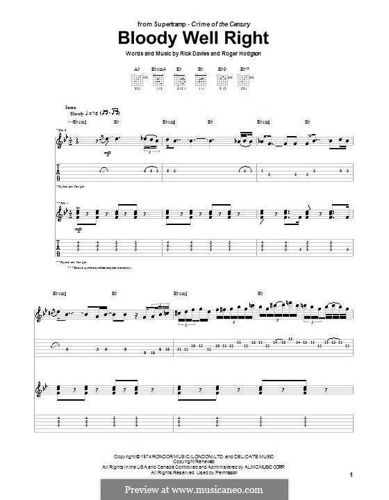 bloody well right piano sheet music pdf