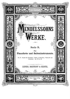 Piano Sextet in D Major, Op.110: Full score by Felix Mendelssohn-Bartholdy