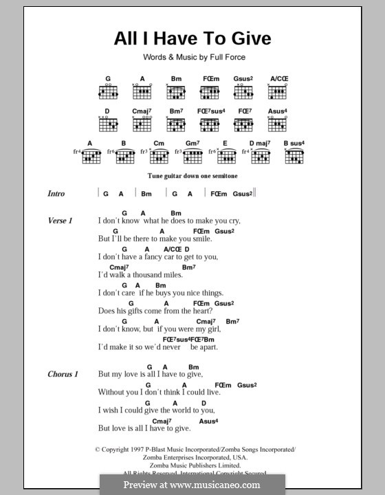 All I Have To Give All I Have to Give (Backstreet Boys) by F. Force - sheet music on MusicaNeo