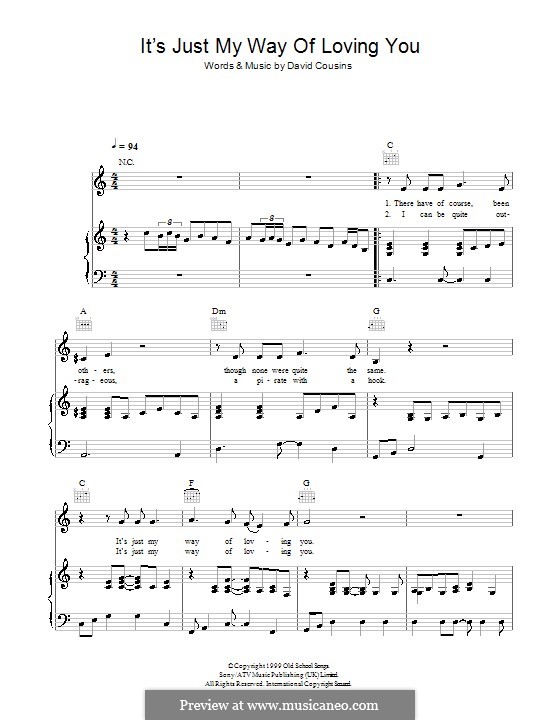 It's Just My Way of (Loving You): For voice and piano (or guitar) by David Cousins