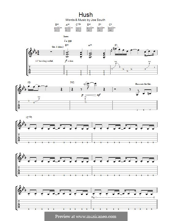 Hush (Kula Shaker) by J. South - sheet music on MusicaNeo