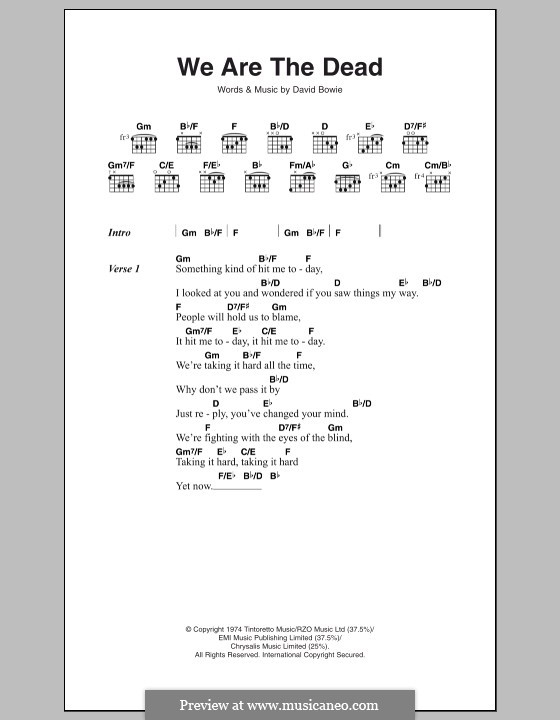 We Are the Dead: Lyrics and chords by David Bowie