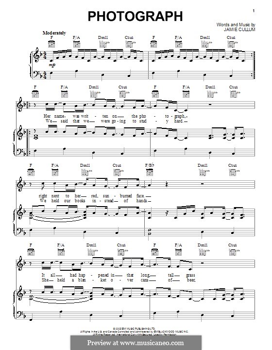 Photograph: For voice and piano (or guitar) by Jamie Cullum