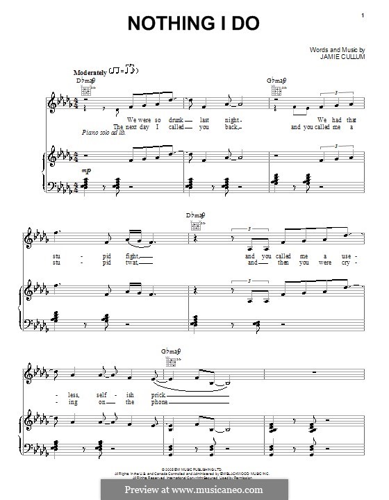 Nothing I Do: For voice and piano (or guitar) by Jamie Cullum