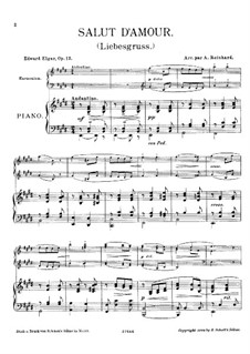 Salut d'amour (Love's Greeting) (Arrangement for Piano and Harmonium), Op.12
