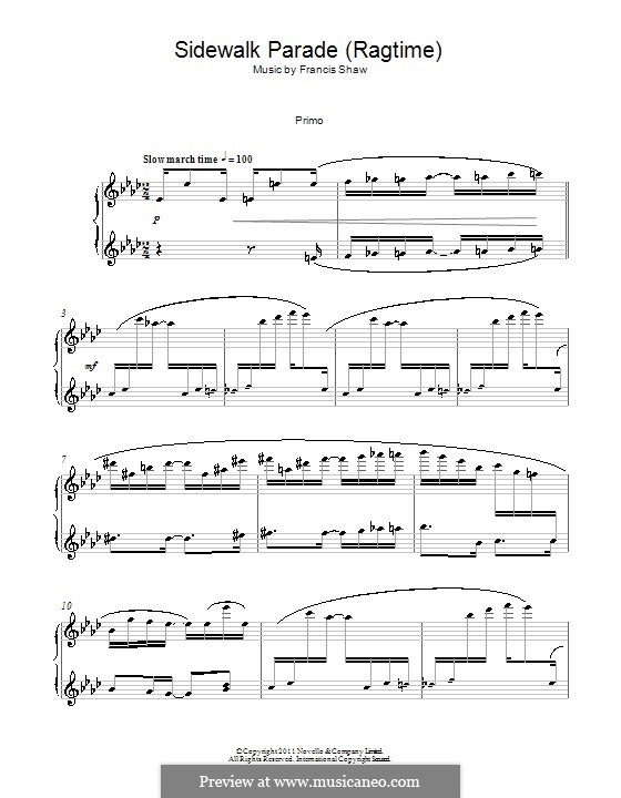 Sidewalk Parade (Ragtime): For piano four hands by Francis Shaw