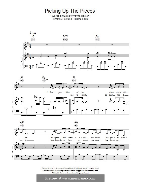 Picking Up the Pieces: For voice and piano (or guitar) by Paloma Faith, Tim Powell, Wayne Anthony Hector